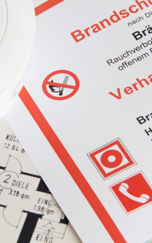 Foto von einem Informationsblatt zu Brandschutz