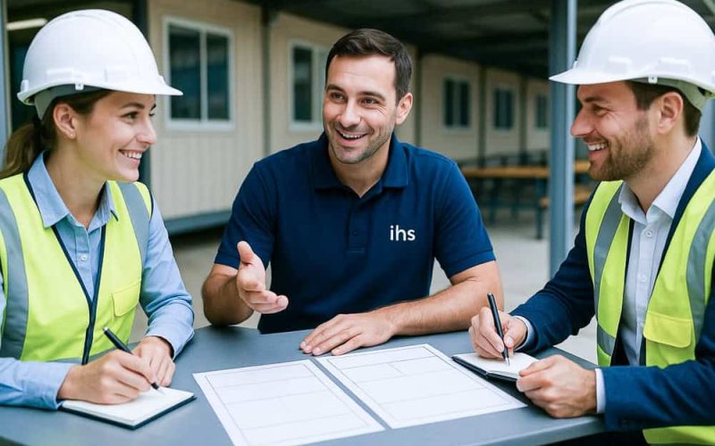 SiGeKo der IHS bespricht mit den Gewerken den SiGe-Plan.