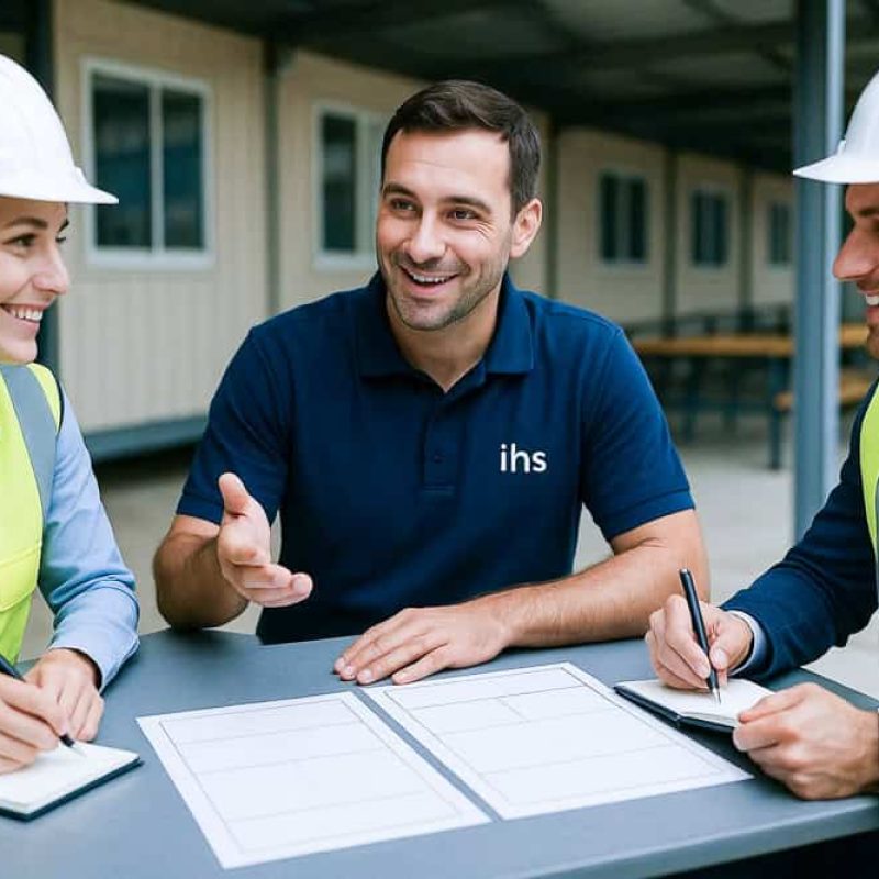 SiGeKo der IHS bespricht mit den Gewerken den SiGe-Plan.